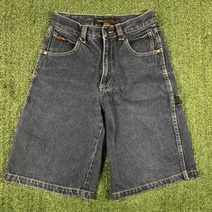 Vintage FUBU Shorts Mens 26X12 Black Denim Jorts Carpenter Baggy Street Pocket